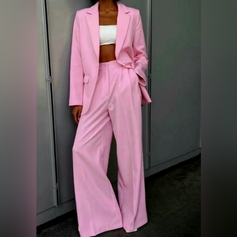 Zara sold out Women's Pink Double-Breasted Suit excellent size S/L